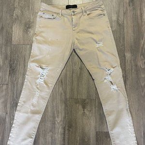 Represent CLO Clothing Essentials Beige Destroyed Jeans 34x32